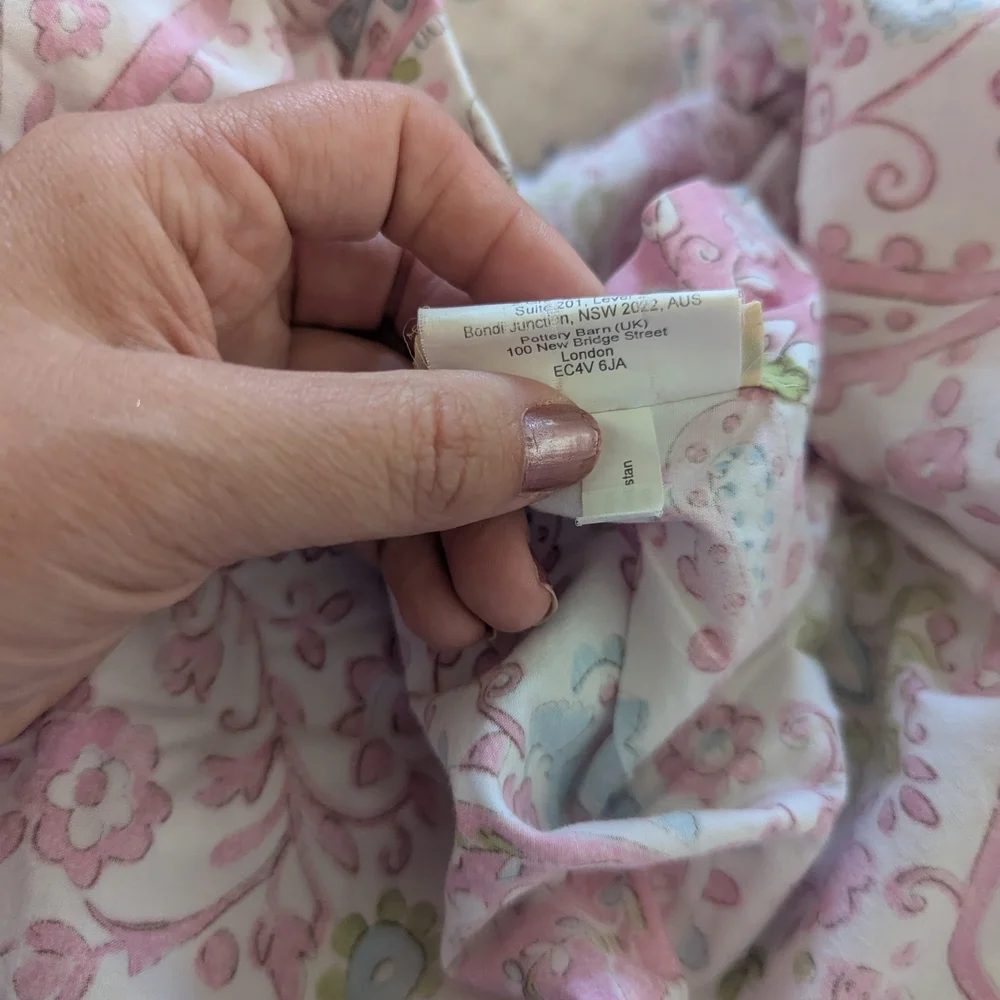 Pottery Barn Kids Duvet Brooklyn Pink and Green Paisley Twin Size